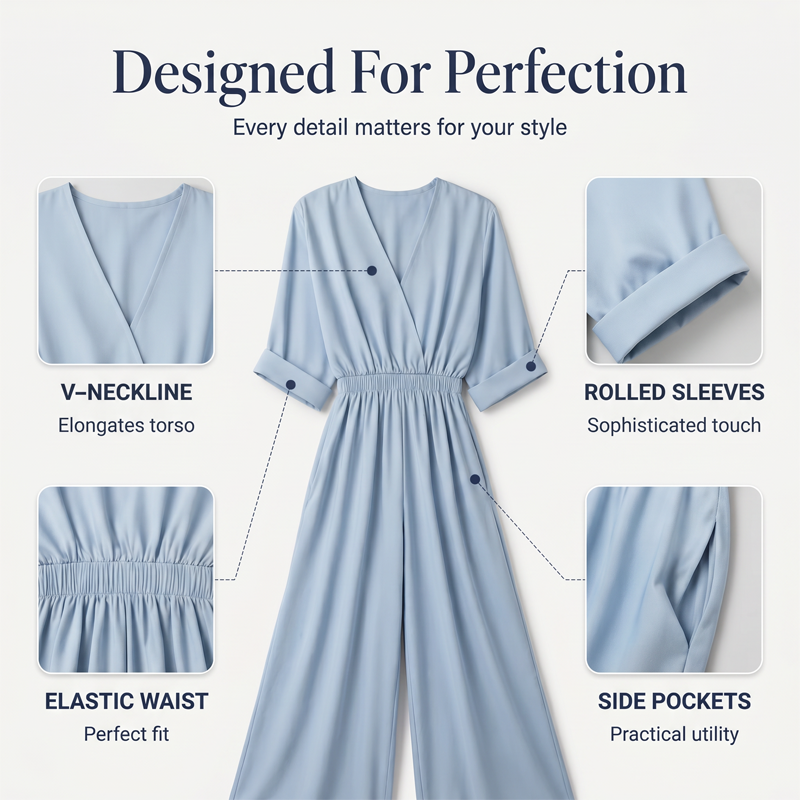 ⏳Limited-time 50% off⏰Women's Elegant V-Neck Wide-Leg Jumpsuit👚👖