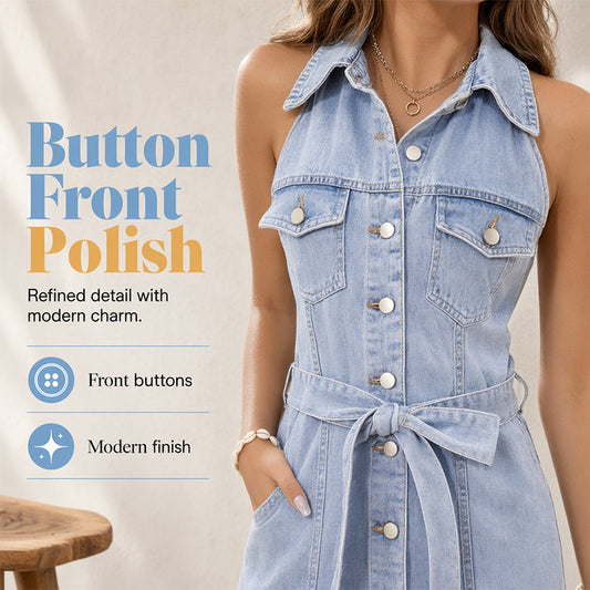⌛Limited-Time Offer-Waist-Defining Denim Dress