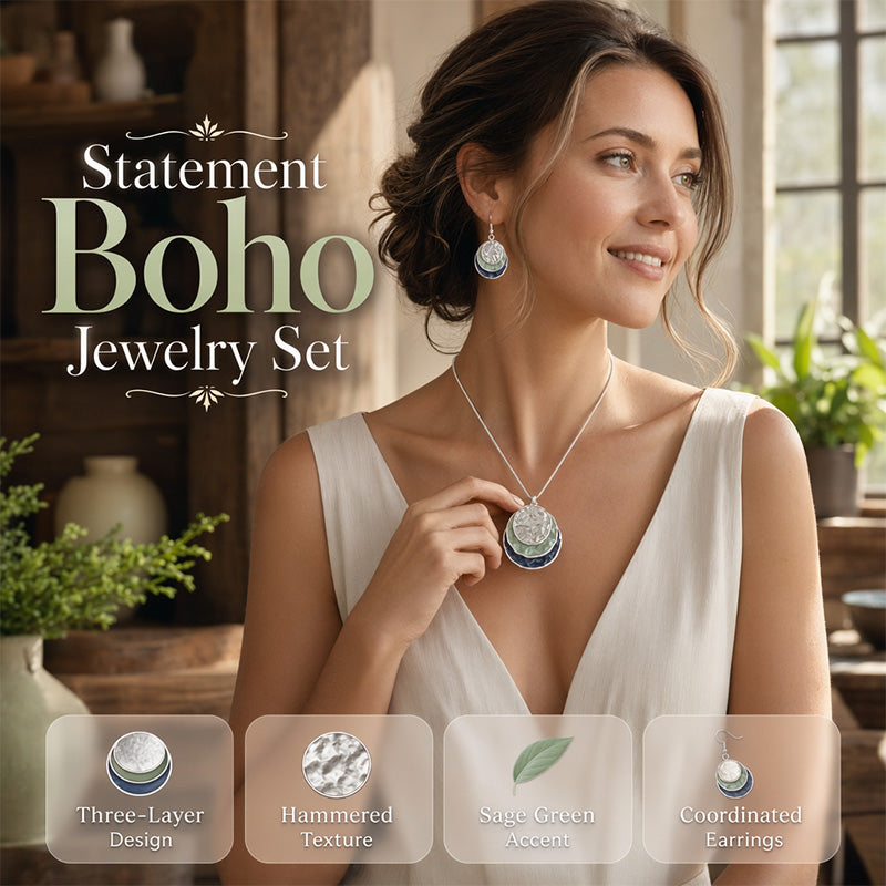 ✨ 50% OFF – Boho Layered Necklace & Earring Set, Statement Jewelry Duo That Instantly Elevates Any Outfit from Day to Night