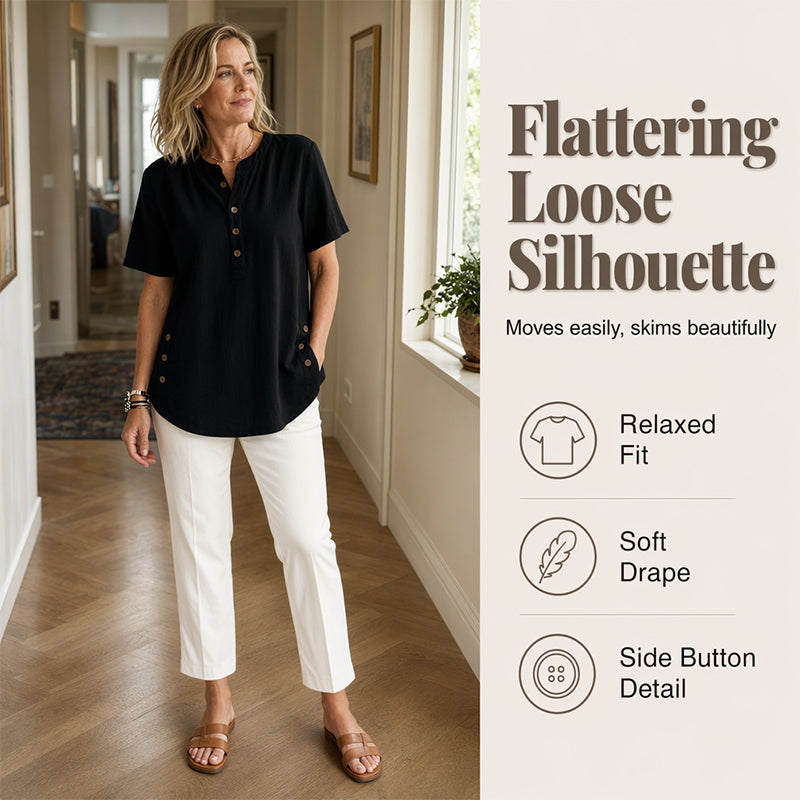Women's Casual Top with Side Buttons