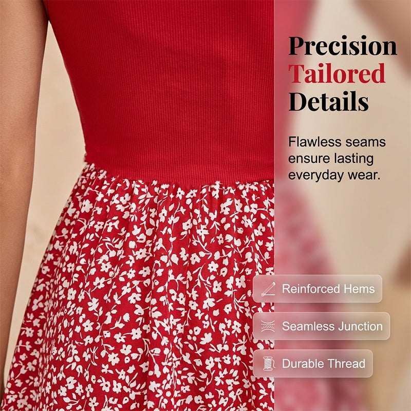 Women's Summer Square Neck Floral Dress