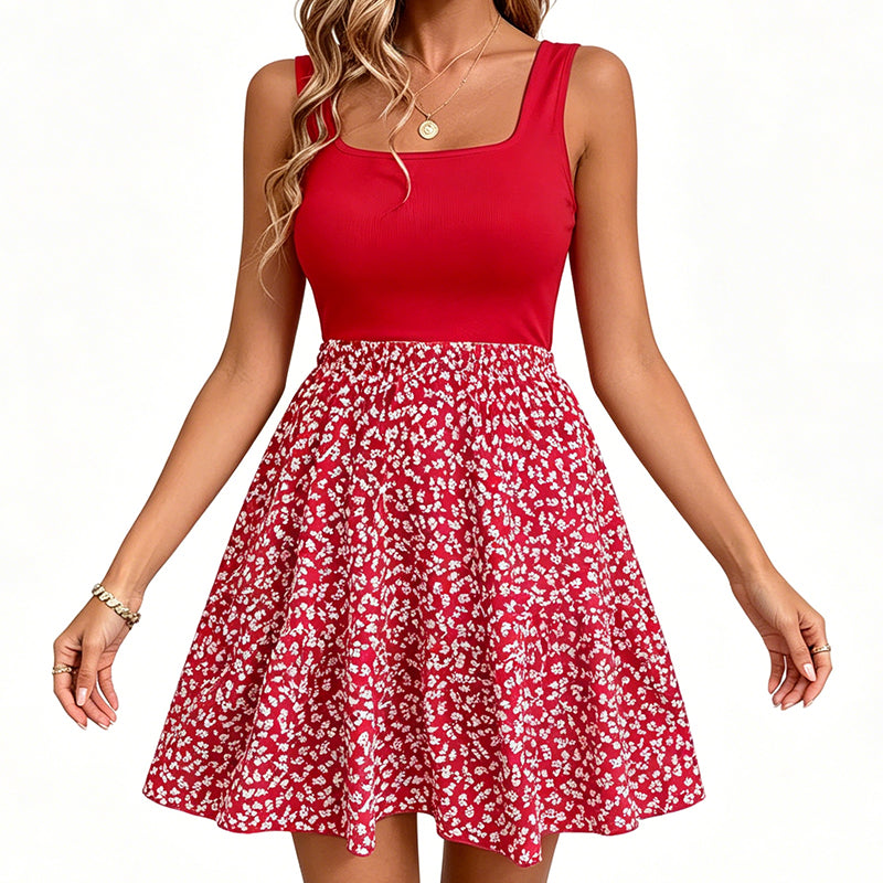 Women's Summer Square Neck Floral Dress