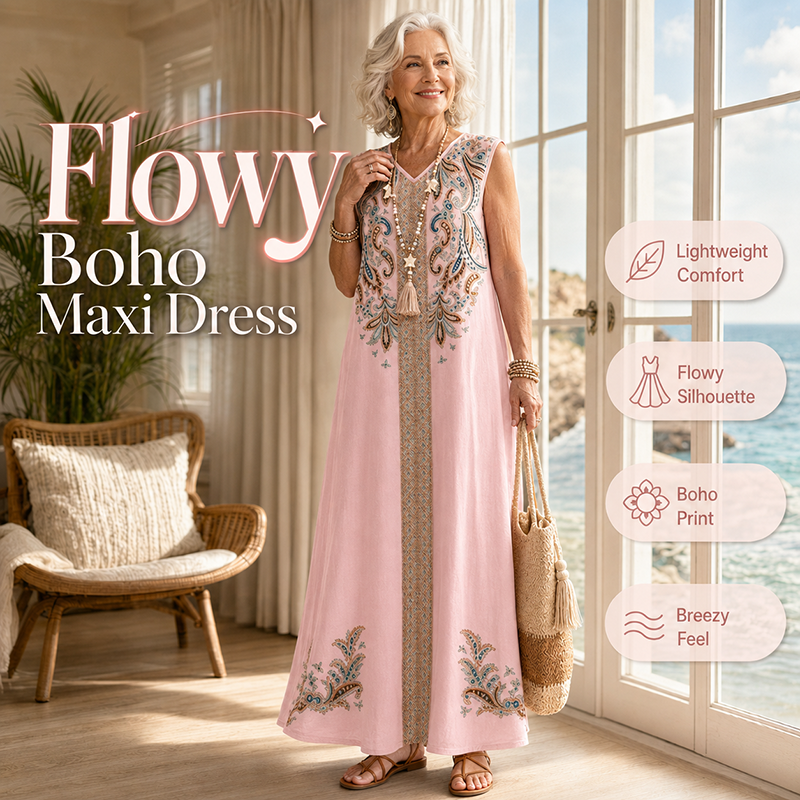 🔥New Arrivals & Special Offers-Flowy Boho Maxi Dress