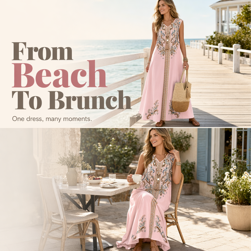 🔥New Arrivals & Special Offers-Flowy Boho Maxi Dress