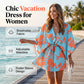 ⌛Limited-Time Offer-Women Summer V-Neck Flutter Sleeve Vacation Dress with Drawstring