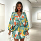 ⌛Limited-Time Offer-Women Summer V-Neck Flutter Sleeve Vacation Dress with Drawstring