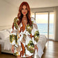 ⌛Limited-Time Offer-Women Summer V-Neck Flutter Sleeve Vacation Dress with Drawstring