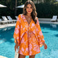 ⌛Limited-Time Offer-Women Summer V-Neck Flutter Sleeve Vacation Dress with Drawstring