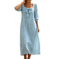 Casual Solid Color Midi Dress with Elegant Bowknot and Square Neck