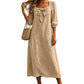Casual Solid Color Midi Dress with Elegant Bowknot and Square Neck