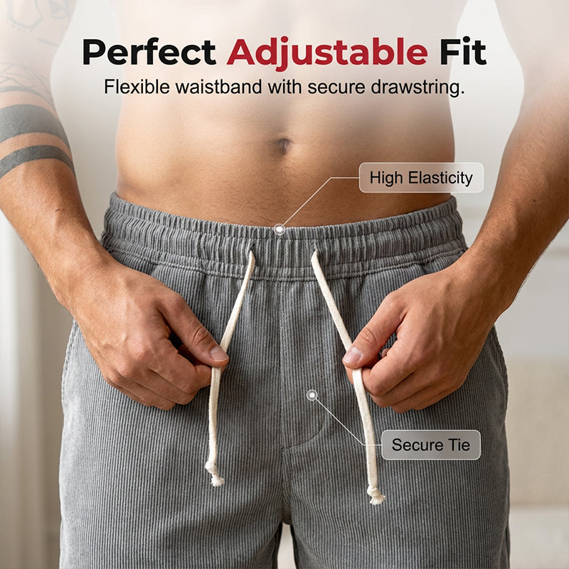 Men's Casual Corduroy Drawstring Shorts