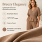 Women's Wrap Waist Top & Wide-Leg Pants Set