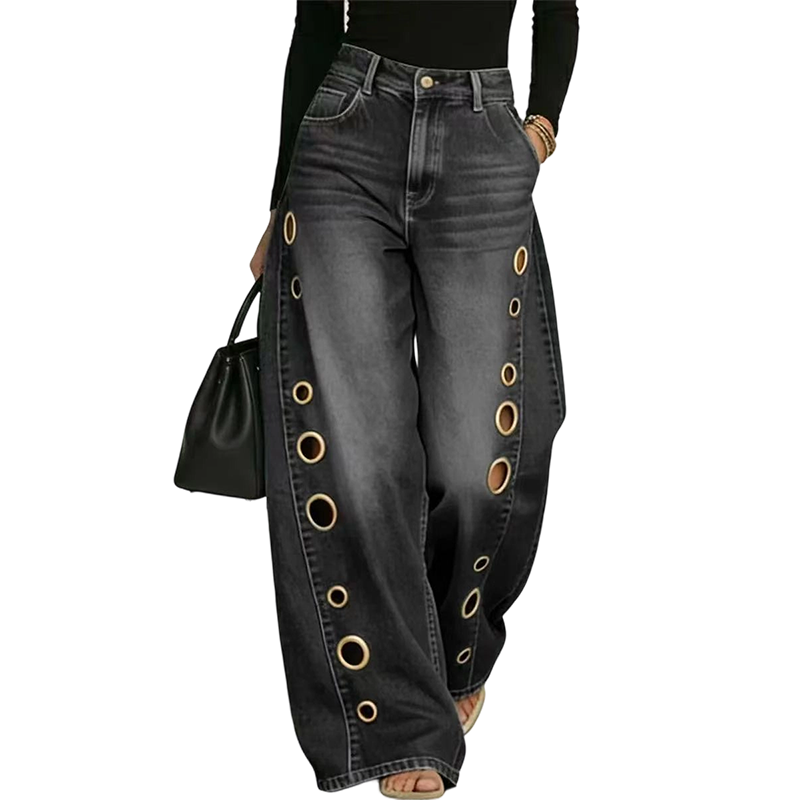 🎉 2026 Sale — Over 32,000 Sold! 👖 Women's Wide-Leg Jeans with Grommet Detail ✨