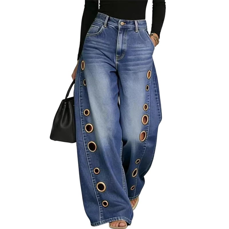 🎉 2026 Sale — Over 32,000 Sold! 👖 Women's Wide-Leg Jeans with Grommet Detail ✨