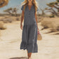 Women's Flowy Button V-Neck Maxi Dress