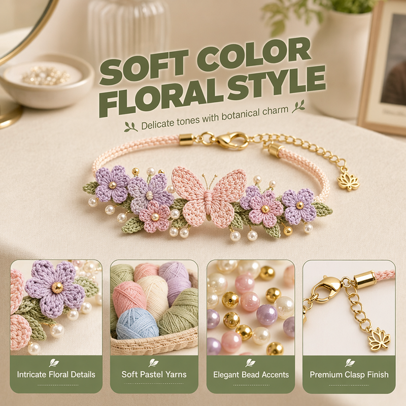🧶 Nature‑inspired DIY crochet bracelet kit 🧘 Reduce stress while creating wearable art with your own hands.