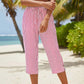 ⌛Limited-Time Offer-Women's Striped Cotton Linen Capri Pants with Pockets
