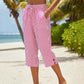 ⌛Limited-Time Offer-Women's Striped Cotton Linen Capri Pants with Pockets