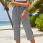 ⌛Limited-Time Offer-Women's Striped Cotton Linen Capri Pants with Pockets