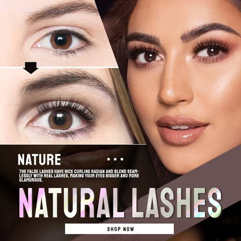 👁️Reusable Self-Adhesive False Eyelashes – 3-Pair Glue-Free Lash Set💕