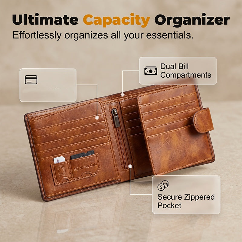 🎉 2026 Sale — Over 63,000 Sold! 👛 Men's Vintage RFID Blocking Wallet – Ultra-Capacity & Premium Material 🛡️