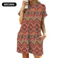 💃 Last Day Sale 50% Off 💐Loose Fit Short Sleeve Dress with Versatile Print Designs