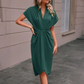 Women's Elegant V-Neck Ruched Dress
