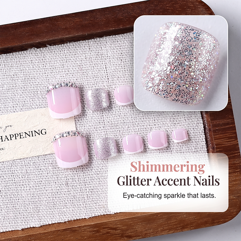⌛Limited-Time Offer-Elegant Pink French Press on Toenails