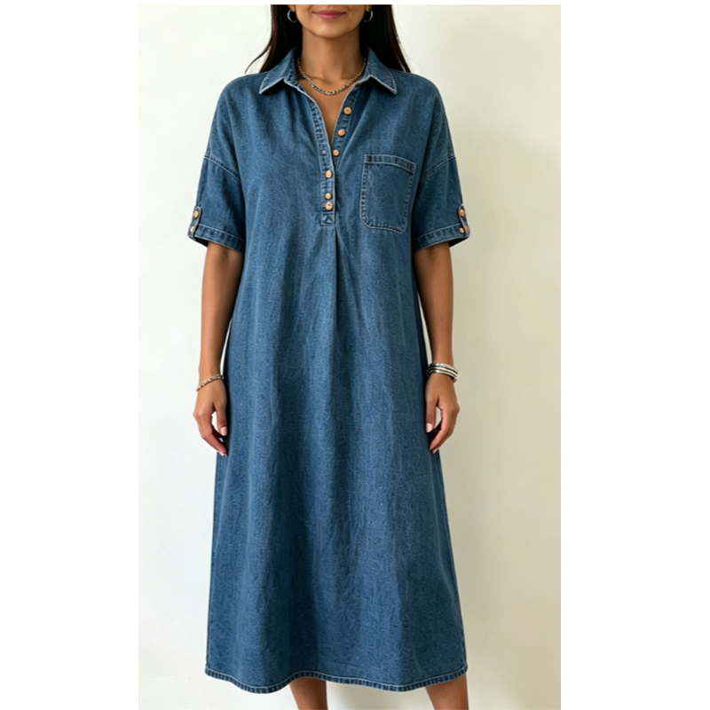 🔥New Arrivals & Special Offers-Women's Loose-Fit Denim Shirt Dress