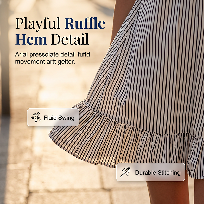 🔥New Arrivals & Special Offers-Women Casual Striped Sleeveless V-Neck Ruffle Beach Swing Dress
