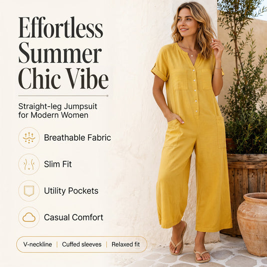 🌿50% Off on the Last Day-Women's Casual Short Sleeve Wide-Leg Jumpsuit