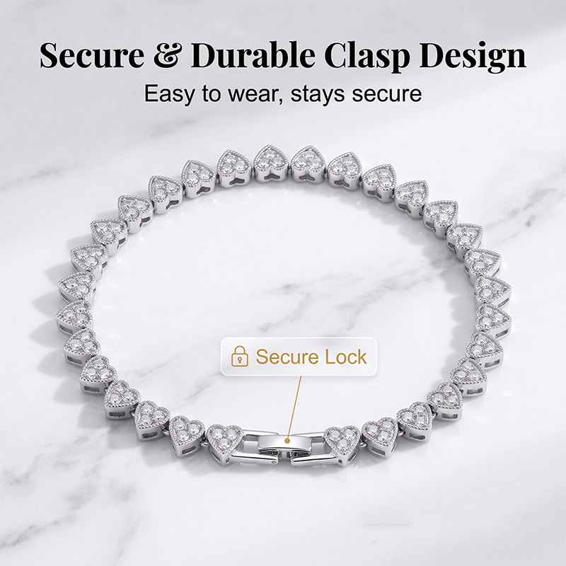 ✨ 50% OFF – Sparkling Heart Link Bracelet, Delicate & Shiny Tennis Style That Pairs Beautifully with Any Outfit