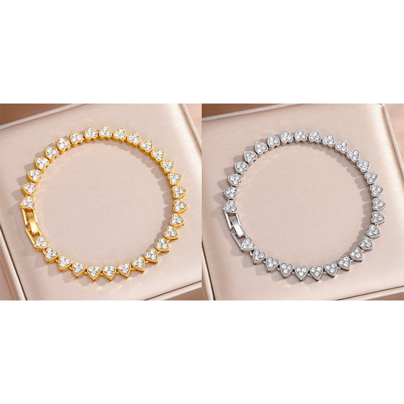 ✨ 50% OFF – Sparkling Heart Link Bracelet, Delicate & Shiny Tennis Style That Pairs Beautifully with Any Outfit
