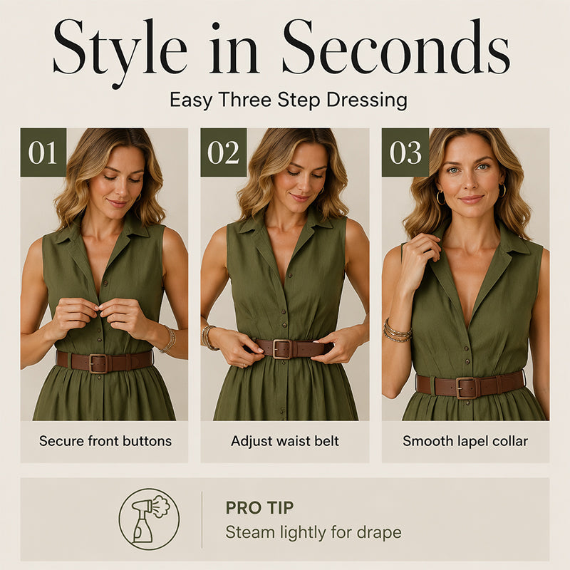 Waist-Defining Shirt Dress