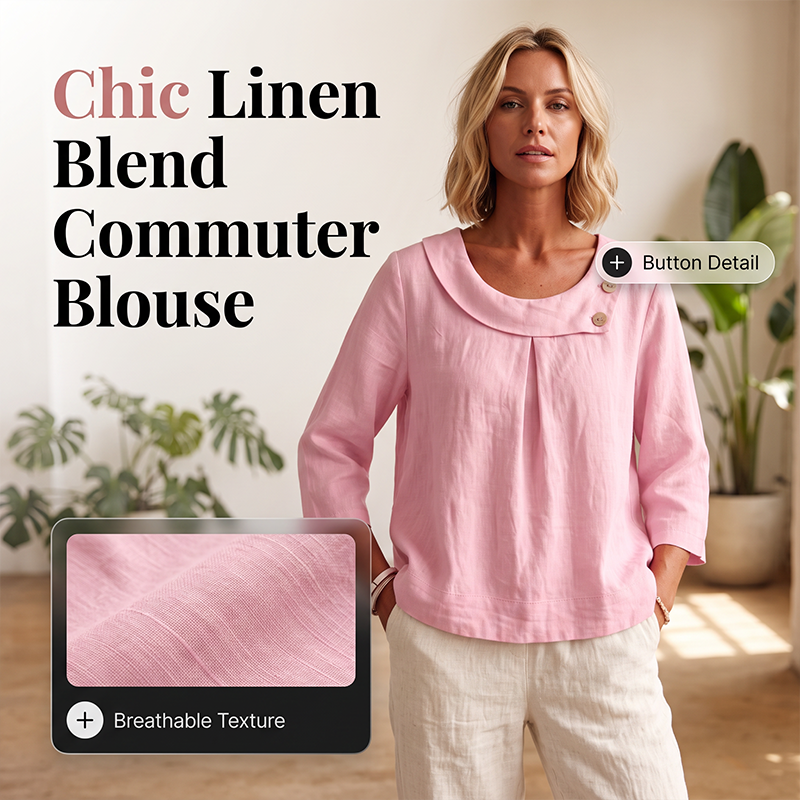 Women's Casual Loose Fit Decorative Button Top