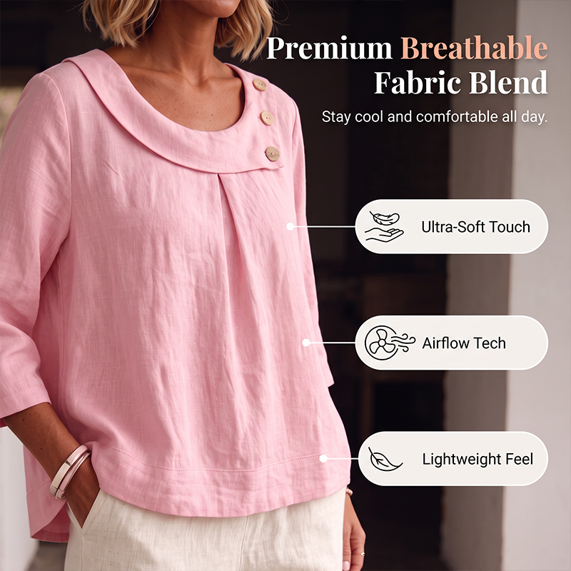 Women's Casual Loose Fit Decorative Button Top