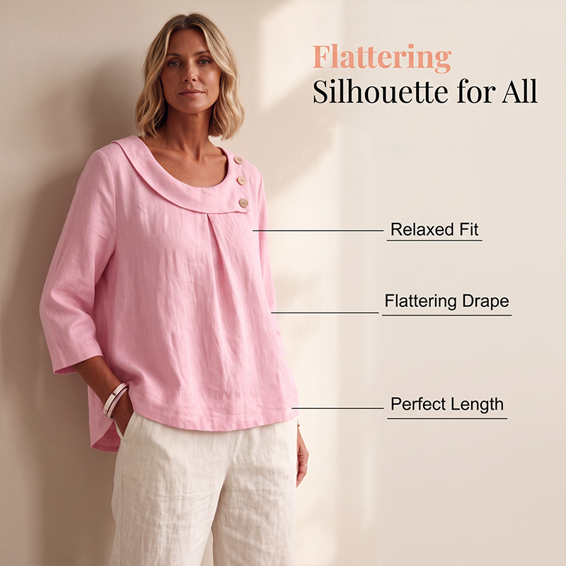 Women's Casual Loose Fit Decorative Button Top