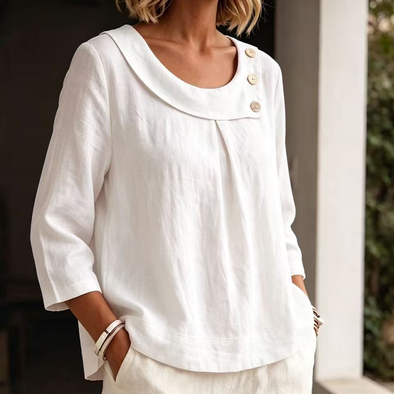 Women's Casual Loose Fit Decorative Button Top
