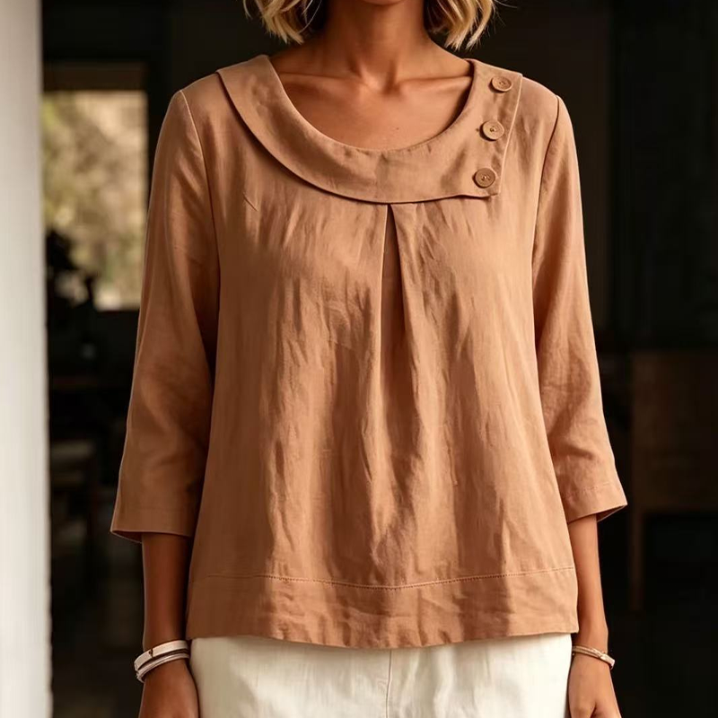 Women's Casual Loose Fit Decorative Button Top