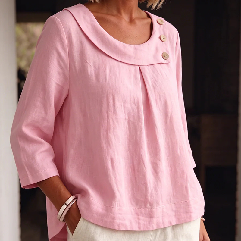 Women's Casual Loose Fit Decorative Button Top