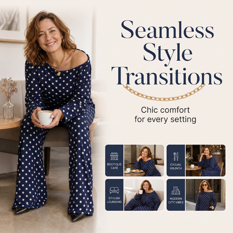 🔥Limited-Time Offer-Women's Off-Shoulder Polka Dot 2-Piece Set