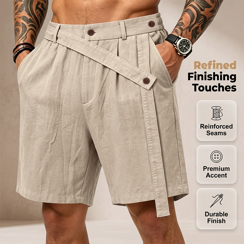 Men's Summer Linen Shorts Casual Loose Fit Beach Shorts