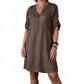 Women's Summer V-Neck Dress with Roll Sleeve