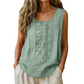 🌿Cotton and Linen Round Neck Embroidered Tank Tops