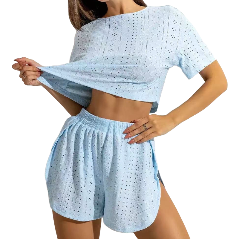 Women's Summer Eyelet Knit 2-Piece Set