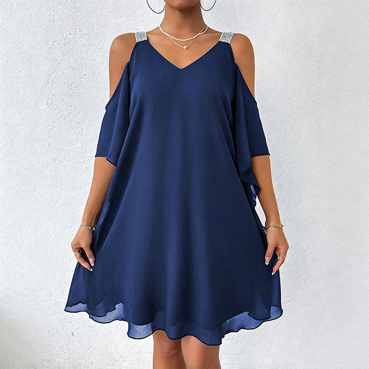 ✨👗 LIMITED TIME 50% OFF! 💃Cold-Shoulder V-Neck Maxi Dress – Trendy cutouts & elegant drape – Turn heads at any event.