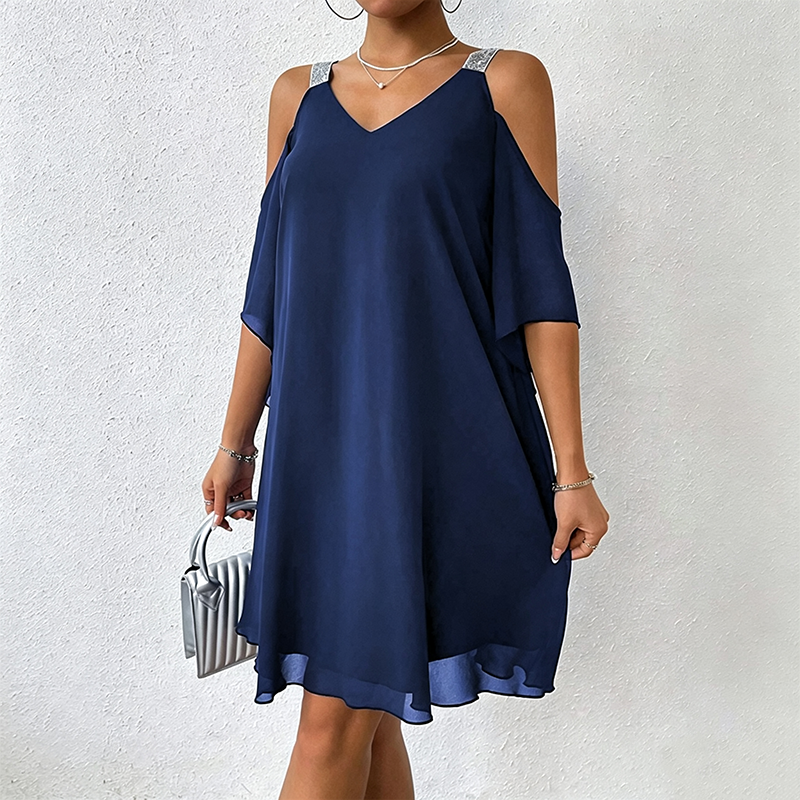 ✨👗 LIMITED TIME 50% OFF! 💃Cold-Shoulder V-Neck Maxi Dress – Trendy cutouts & elegant drape – Turn heads at any event.