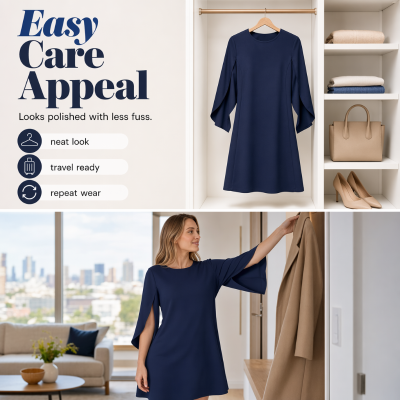 New Arrival✨🌸 Elegant Cape Sleeve Dress in Solid Colors – Breezy & Flattering for Any Occasion