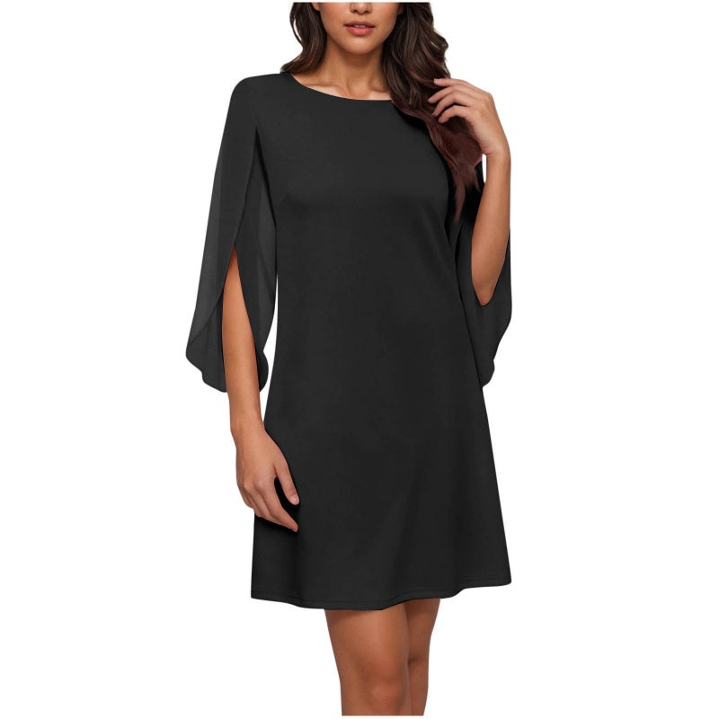 New Arrival✨🌸 Elegant Cape Sleeve Dress in Solid Colors – Breezy & Flattering for Any Occasion