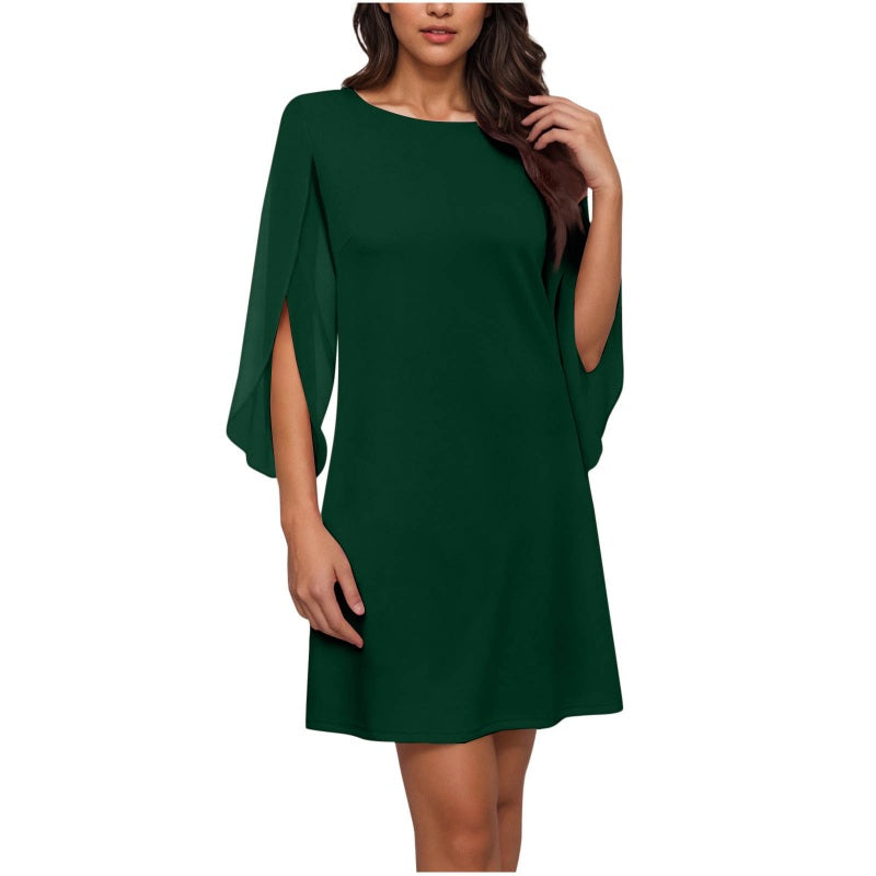 New Arrival✨🌸 Elegant Cape Sleeve Dress in Solid Colors – Breezy & Flattering for Any Occasion
